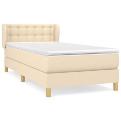 Sommier à lattes de lit et matelas Crème 90x190 cm Tissu 