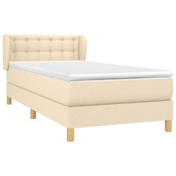 Sommier à lattes de lit et matelas Crème 90x190 cm Tissu 