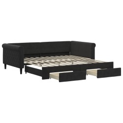 Lit de jour avec gigogne et tiroirs sans matelas noir 100x200cm 