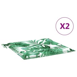 Coussins de chaise lot de 2 motif de feuilles 40x40x3 cm tissu 