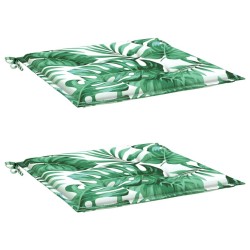 Coussins de chaise lot de 2 motif de feuilles 40x40x3 cm tissu 