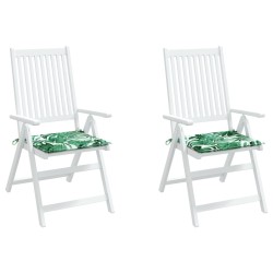 Coussins de chaise lot de 2 motif de feuilles 40x40x3 cm tissu 