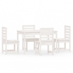 Ensemble à manger de jardin 5 pcs blanc bois massif de pin 