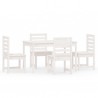 Ensemble à manger de jardin 5 pcs blanc bois massif de pin 