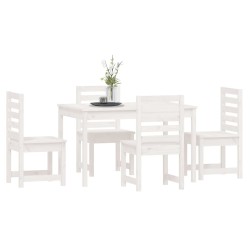 Ensemble à manger de jardin 5 pcs blanc bois massif de pin 