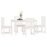 Ensemble à manger de jardin 5 pcs blanc bois massif de pin 