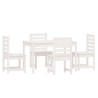 Ensemble à manger de jardin 5 pcs blanc bois massif de pin 