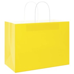 Sacs en papier 50 pcs avec poignées jaune 32x17x25 cm 