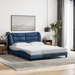 Cadre de lit avec lumières LED bleu 160x200 cm tissu 