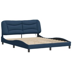 Cadre de lit avec lumières LED bleu 160x200 cm tissu 