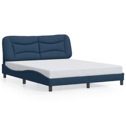 Cadre de lit avec lumières LED bleu 160x200 cm tissu 