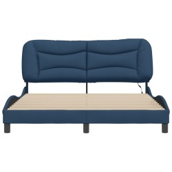 Cadre de lit avec lumières LED bleu 160x200 cm tissu 