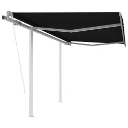 Auvent rétractable automatique et poteaux 3x2,5 m Anthracite 