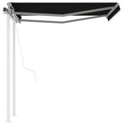 Auvent rétractable automatique et poteaux 3x2,5 m Anthracite 