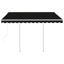 Auvent rétractable automatique et poteaux 3x2,5 m Anthracite 