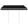 Auvent rétractable automatique et poteaux 3x2,5 m Anthracite 