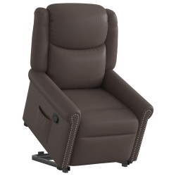 Fauteuil inclinable marron brillant similicuir 