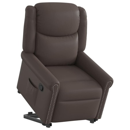Fauteuil inclinable marron brillant similicuir 