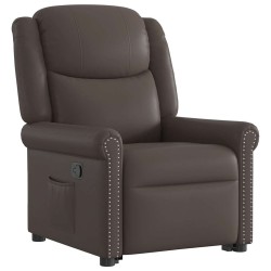 Fauteuil inclinable marron brillant similicuir 