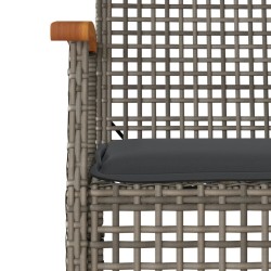 Ensemble à manger de jardin 5 pcs coussins gris résine tressée 