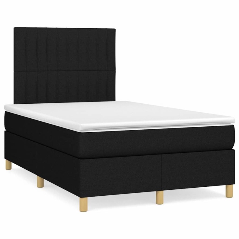 Sommier à lattes de lit avec matelas noir 120x190 cm tissu 