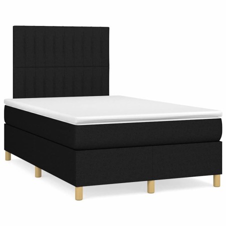 Sommier à lattes de lit avec matelas noir 120x190 cm tissu 