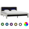 Cadre de lit avec LED Blanc et noir Similicuir 180x200 cm  