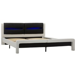 Cadre de lit avec LED Blanc et noir Similicuir 180x200 cm  