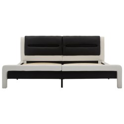 Cadre de lit avec LED Blanc et noir Similicuir 180x200 cm  