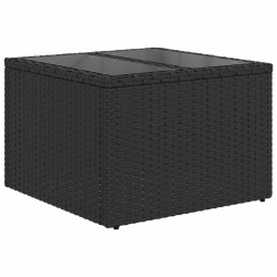Salon de jardin 7 pcs avec coussins noir résine tressée 