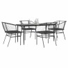Ensemble à manger de jardin et coussins 5 pcs noir rotin verre 