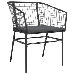 Ensemble à manger de jardin et coussins 5 pcs noir rotin verre 