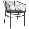 Ensemble à manger de jardin et coussins 5 pcs noir rotin verre 