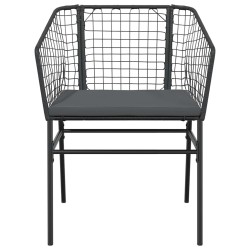Ensemble à manger de jardin et coussins 5 pcs noir rotin verre 