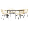 Ensemble à manger jardin coussins 5pcs marron poly rotin verre 