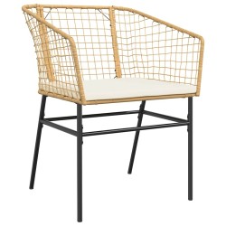 Ensemble à manger jardin coussins 5pcs marron poly rotin verre 