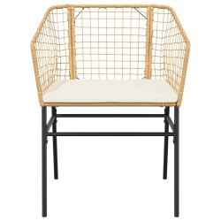 Ensemble à manger jardin coussins 5pcs marron poly rotin verre 