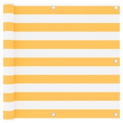 Écran de balcon Blanc et jaune 90x300 cm Tissu Oxford 