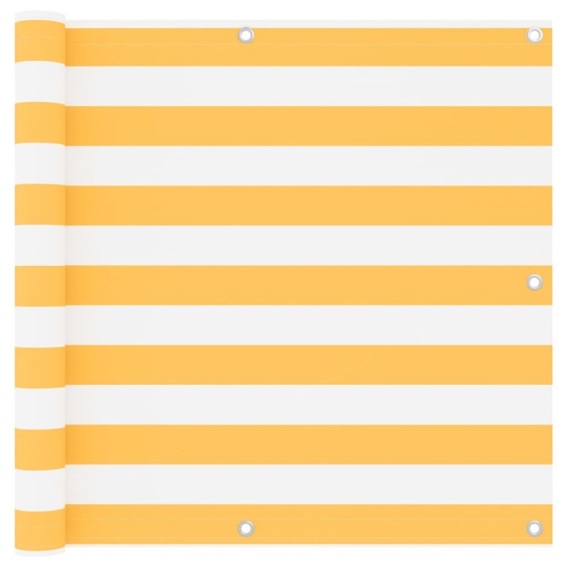 Écran de balcon Blanc et jaune 90x300 cm Tissu Oxford Écran de balcon Blanc et jaune 90x300 cm Tissu Oxford