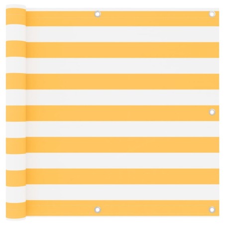 Écran de balcon Blanc et jaune 90x300 cm Tissu Oxford 