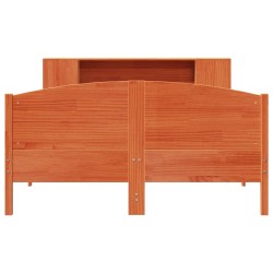 Lit bibliothèque sans matelas cire marron 120x190cm pin massif 