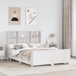 Lit bibliothèque sans matelas blanc 120x200 cm bois massif 