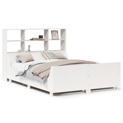 Lit bibliothèque sans matelas blanc 120x200 cm bois massif 