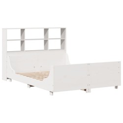 Lit bibliothèque sans matelas blanc 120x200 cm bois massif 