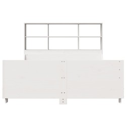 Lit bibliothèque sans matelas blanc 120x200 cm bois massif 