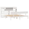 Lit bibliothèque sans matelas blanc 200x200 cm bois pin massif 