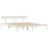 Lit bibliothèque sans matelas blanc 200x200 cm bois pin massif 