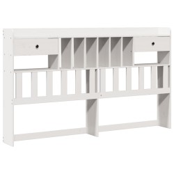 Lit bibliothèque sans matelas blanc 200x200 cm bois pin massif 