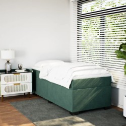 Sommier à lattes de lit avec matelas Vert foncé 100x200 cm 
