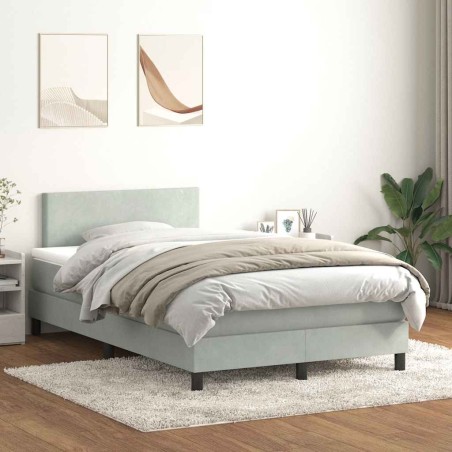 Sommier à lattes de lit et matelas gris clair 120x210cm velours 